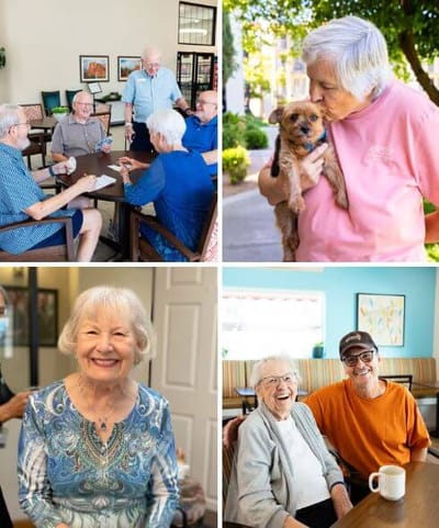 Residents engaging in activities and enjoying companionship