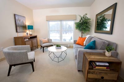 Cozy interior living space with furniture