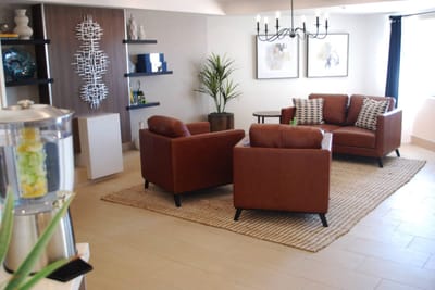Interior common area with cozy seating and decor