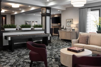 Comfortable common area with seating and decor