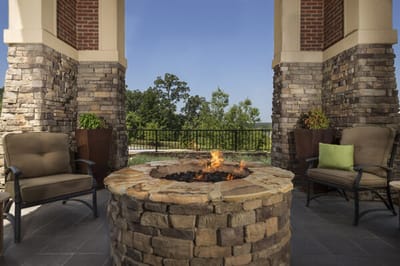 Outdoor fire pit area with comfortable seating