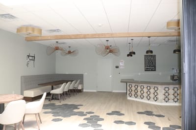 Bright dining area with modern decor