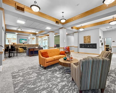 Comfortable seating area in a modern common space