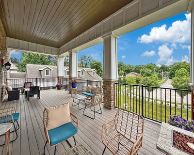 Outdoor seating area with views of the landscape