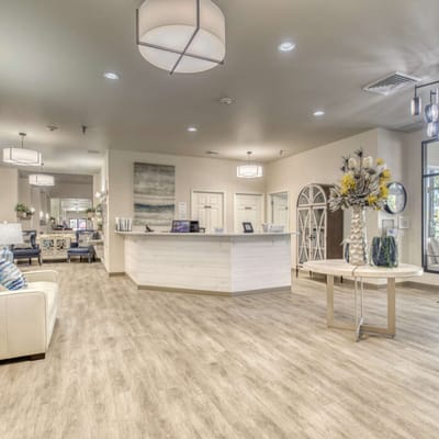 Bright and welcoming lobby area of the facility