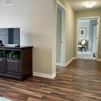 Interior view of a hallway in a senior living facility