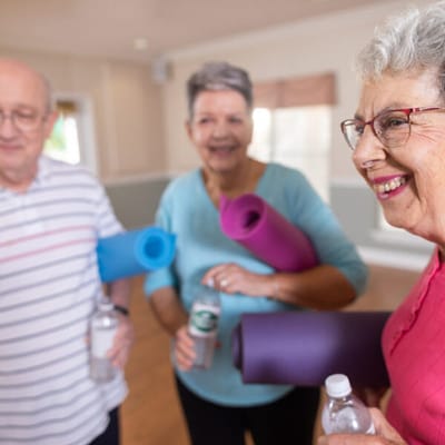 Residents participating in a fitness activity