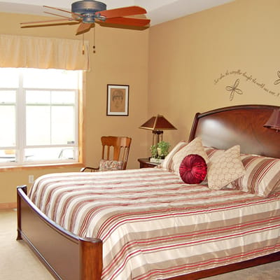Cozy bedroom with a bed and decorative elements