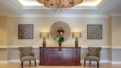 Elegant lobby area with seating and decor