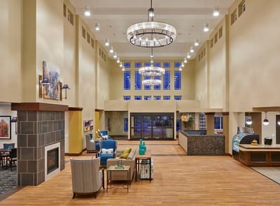 Bright, spacious lobby area with modern decor
