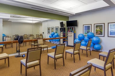 Interior room set up for fitness activities