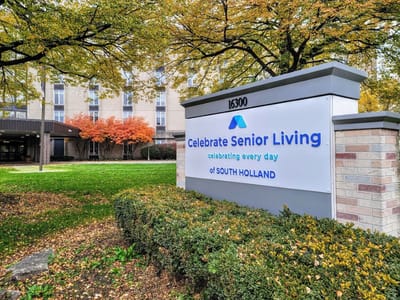 Exterior sign for Celebrate Senior Living facility