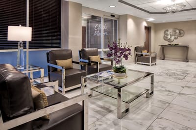 Bright and welcoming lounge area in Clark Manor