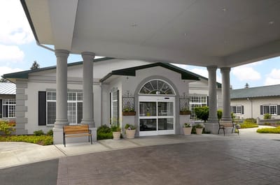 Exterior view of Garden Terrace Healthcare Center entrance