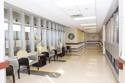 Interior hallway with seating and decor