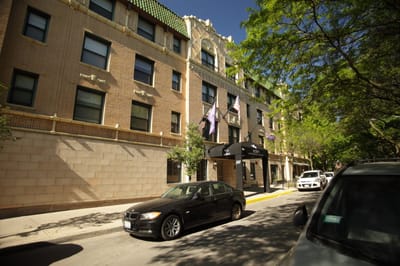 Exterior view of the facility building with entrance