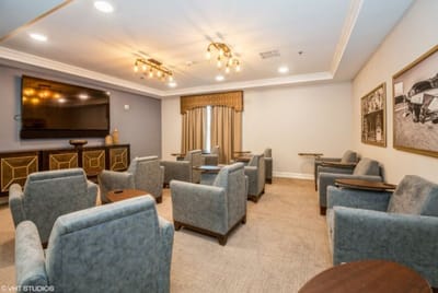 Bright common area with comfortable seating