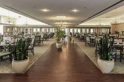 Bright dining room with elegant decor and seating