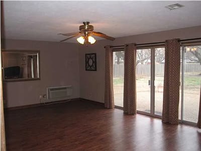 Interior view of a common area with sliding doors