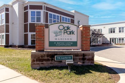 Sign for Oak Park Place Madison East senior living community