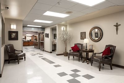 Bright hallway with seating and decor