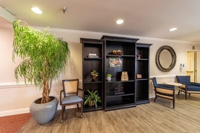 Comfortable common area with seating and decor