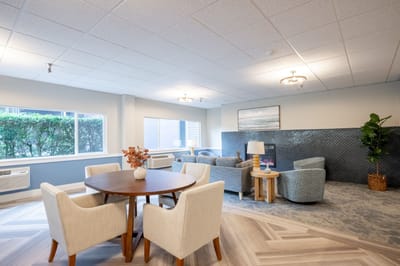 Comfortable common area with seating and decor