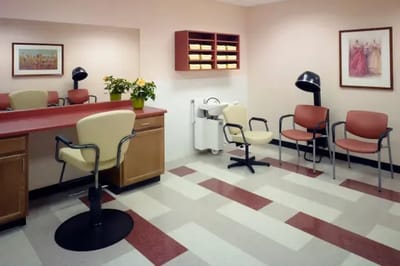 Interior design of a hair salon area