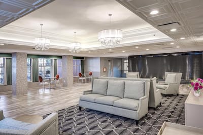 Spacious common area with seating and modern decor