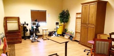 Rehabilitation equipment in a therapy room