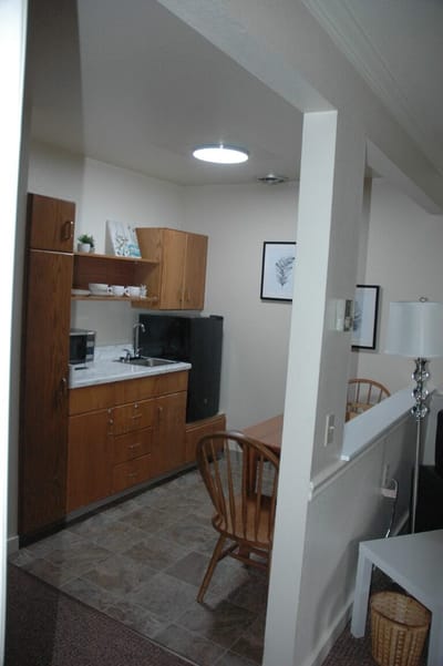 Cozy kitchenette area in a resident room