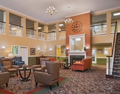 Interior view of a cozy lobby area