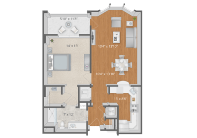 Architectural floor plan of a living unit