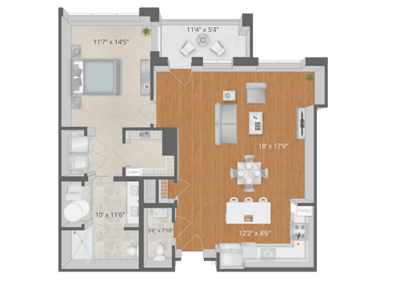 Architectural floor plan of a living space
