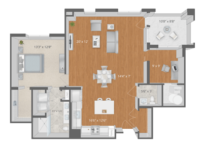 Architectural floor plan of a living space