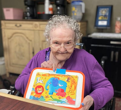 Resident engaged in a puzzle activity