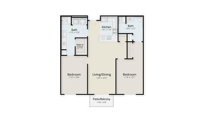 Architectural floor plan of a living unit