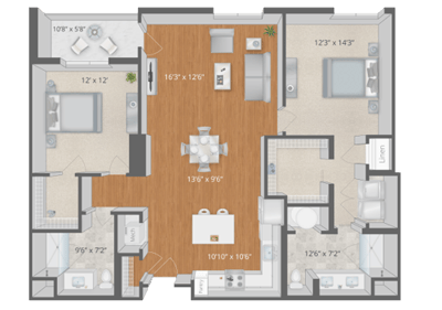 Architectural floor plan of a resident unit