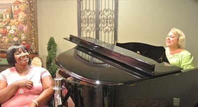 Residents enjoying music in a communal area