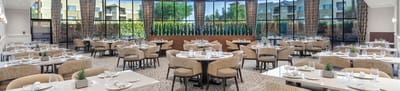 Elegant dining room set up for a meal service