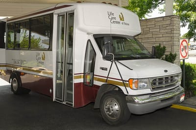 Facility transport van outside the entrance