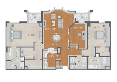 Architectural floor plan of a residential unit