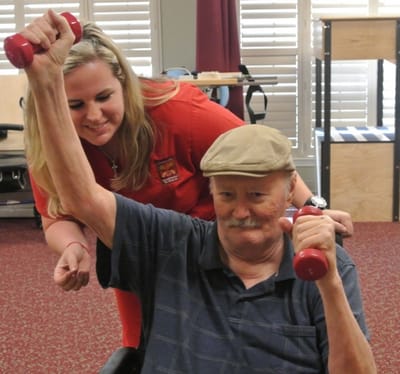 Residents participating in an exercise activity