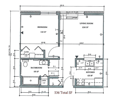 Architectural floor plan of a residential unit