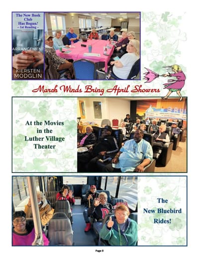 Residents enjoying a movie in the theater