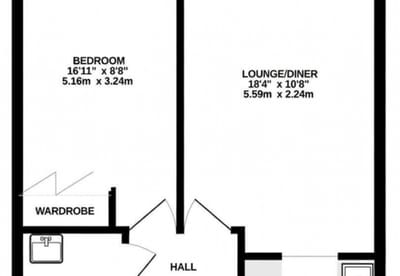 Architectural floor plan of a resident unit
