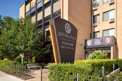 Exterior view of Astoria Place facility entrance