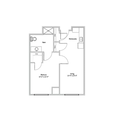 Architectural floor plan of a resident unit