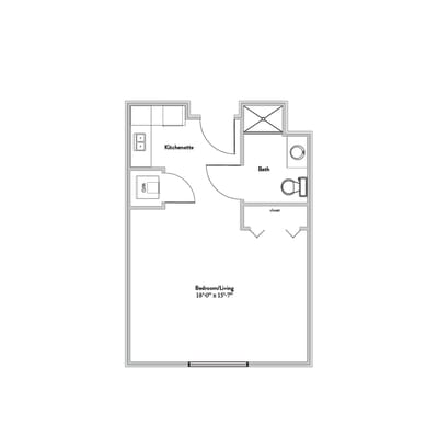 Architectural floor plan of a resident unit