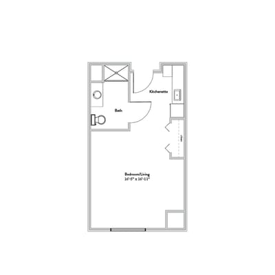 Architectural floor plan of a living unit